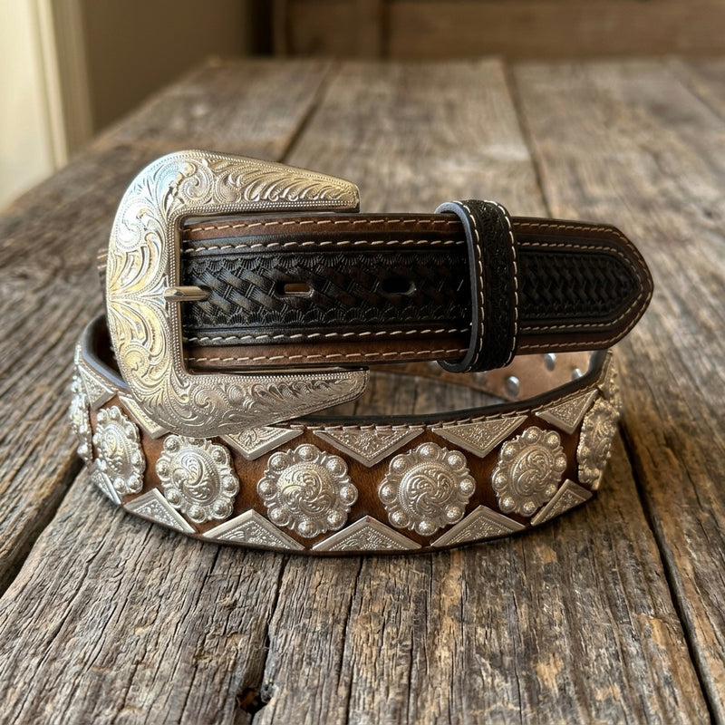 Load image into Gallery viewer, 1725 - Men's Chocolate Silversmith Belt
