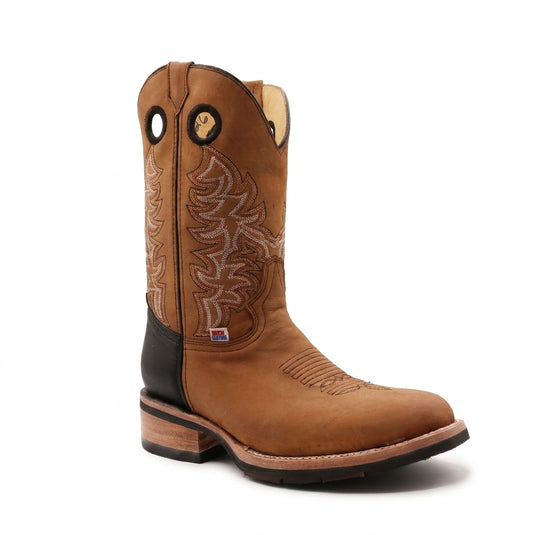 1262 - RockinLeather Men's Round Toe Crazy Horse Western Boot