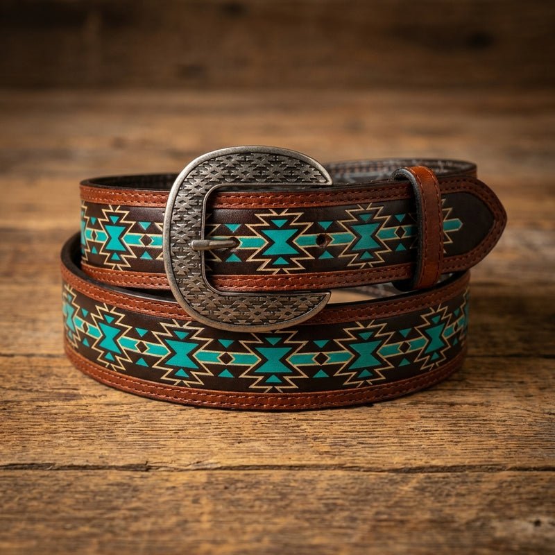 Load image into Gallery viewer, 24069BE1 - Red Dirt Hat Company Men's Blue Aztec Belt
