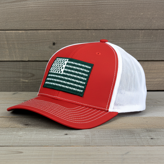 SA134 - Southern Addiction Red/White Barbed Wire Flag Cap
