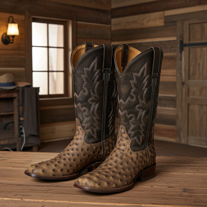 Load image into Gallery viewer, CP5003 - Cowboy Prayer Men's Ostrich Print Western Boot
