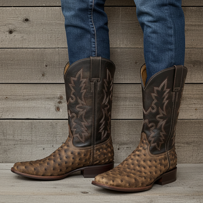 Load image into Gallery viewer, CP5003 - Cowboy Prayer Men&#39;s Ostrich Print Western Boot
