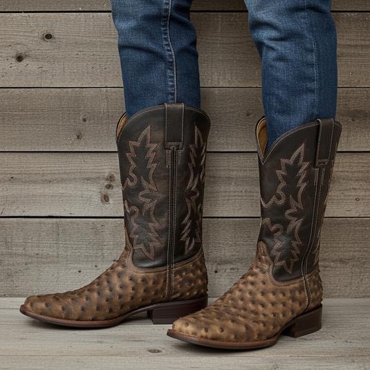 CP5003 - Cowboy Prayer Men's Ostrich Print Western Boot