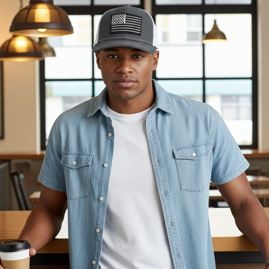 SA132 - Southern Addiction Charcoal/White Barbed Wire Flag Cap