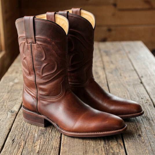 1253 - RockinLeather Men's Cognac Goat Roper Boot