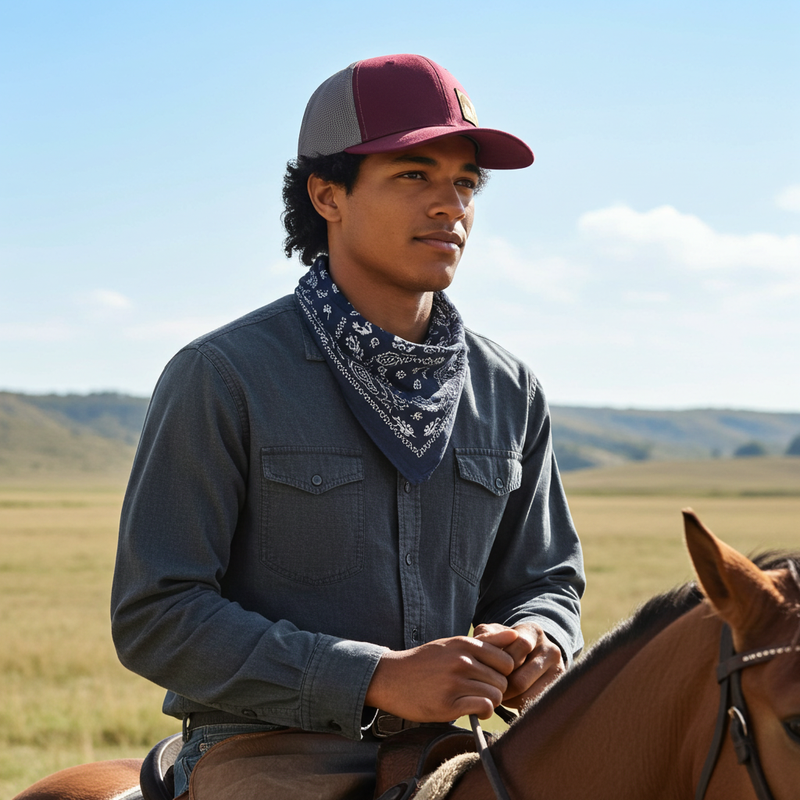Load image into Gallery viewer, CP119 - Cowboy Prayer Leather Patch Maroon/Grey Cap
