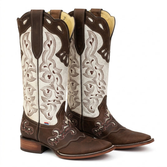 2157 - RockinLeather Women's Handcrafted Genuine Cowhair Leather Boot with Overlay