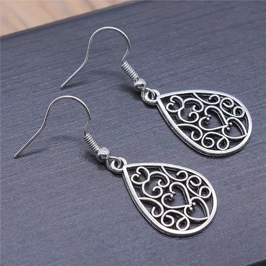 TMER66 - Hollow Waterdrop Heart Earrings