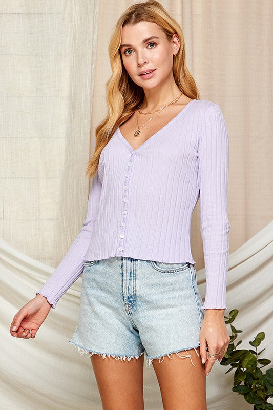 Load image into Gallery viewer, TWT6 - Ladies Lavender Ribbed Top
