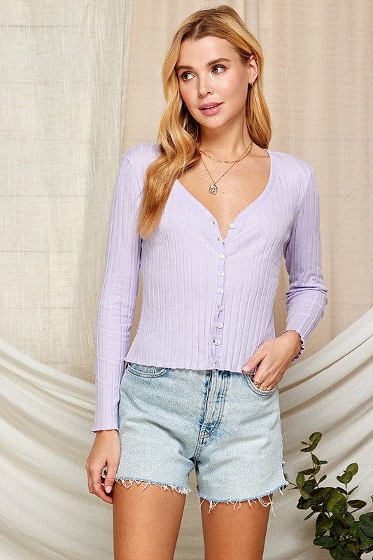 Load image into Gallery viewer, TWT6 - Ladies Lavender Ribbed Top
