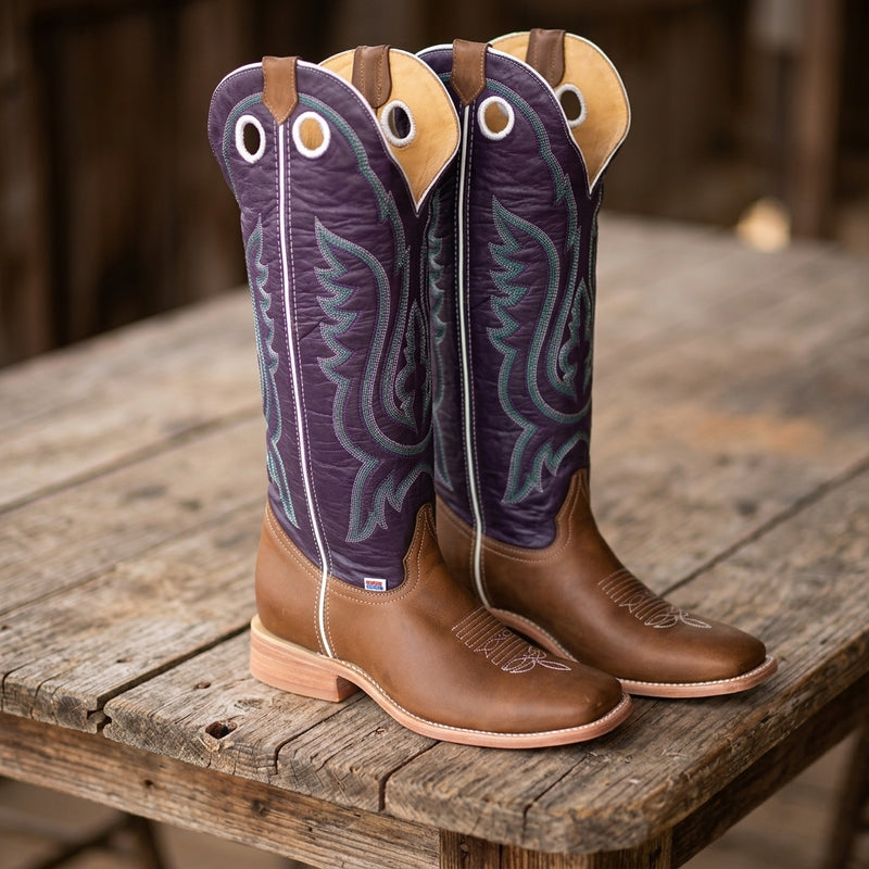 Load image into Gallery viewer, 1257 - RockinLeather Men's Buckaroo Purple Shaft Western Boot

