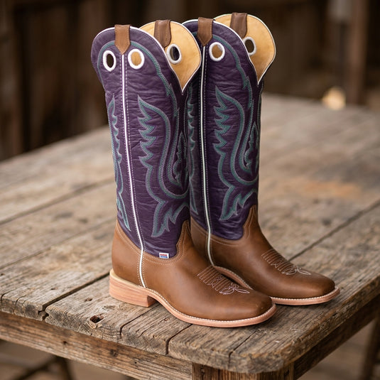 1257 - RockinLeather Men's Buckaroo Purple Shaft Western Boot