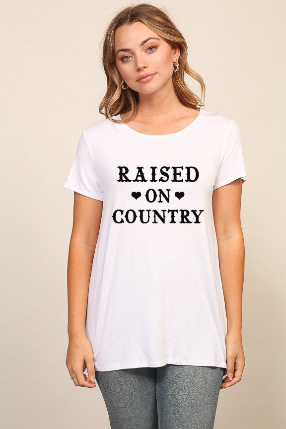 Load image into Gallery viewer, TIM8 - Ladies White Raised On Country Graphic Tee
