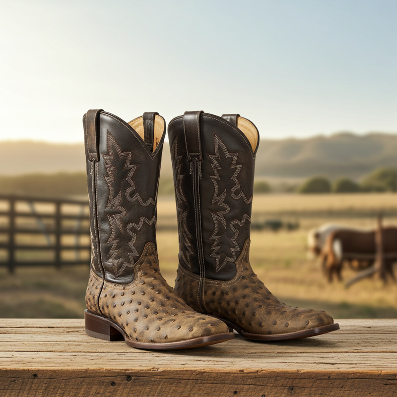 Load image into Gallery viewer, CP5003 - Cowboy Prayer Men&#39;s Ostrich Print Western Boot
