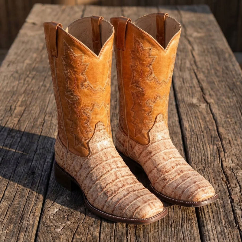 Load image into Gallery viewer, CP5011 - Cowboy Prayer Men's Natural Gator Print Western Boots
