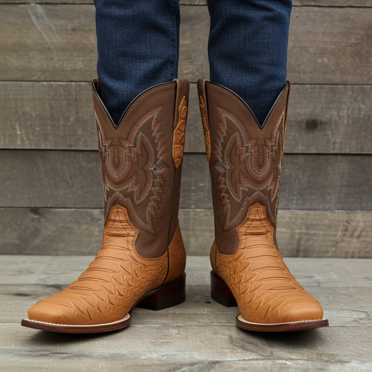 CP1708 - Cowboy Prayer Hand Crafted Tan Python Print Cowboy Boots