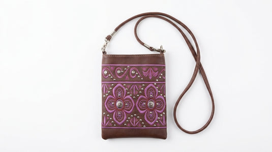Rainbow Purse 4 - Brown with Purple Floral Design