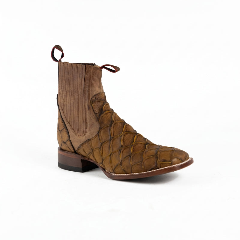 Load image into Gallery viewer, 1814 - RockinLeather Men's Retro Brown Leather Pirarucu Print Chelsea Boot
