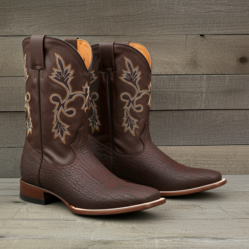Load image into Gallery viewer, CP1703 - Cowboy Prayer Hand Crafted Genuine Brown Bullhide Shoulder Boots
