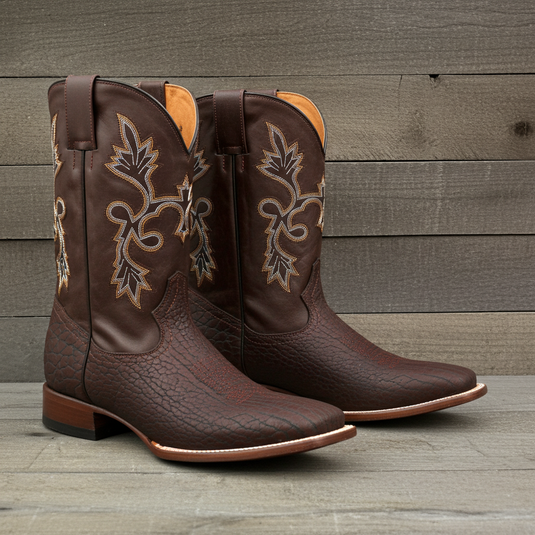 CP1703 - Cowboy Prayer Hand Crafted Genuine Brown Bullhide Shoulder Boots