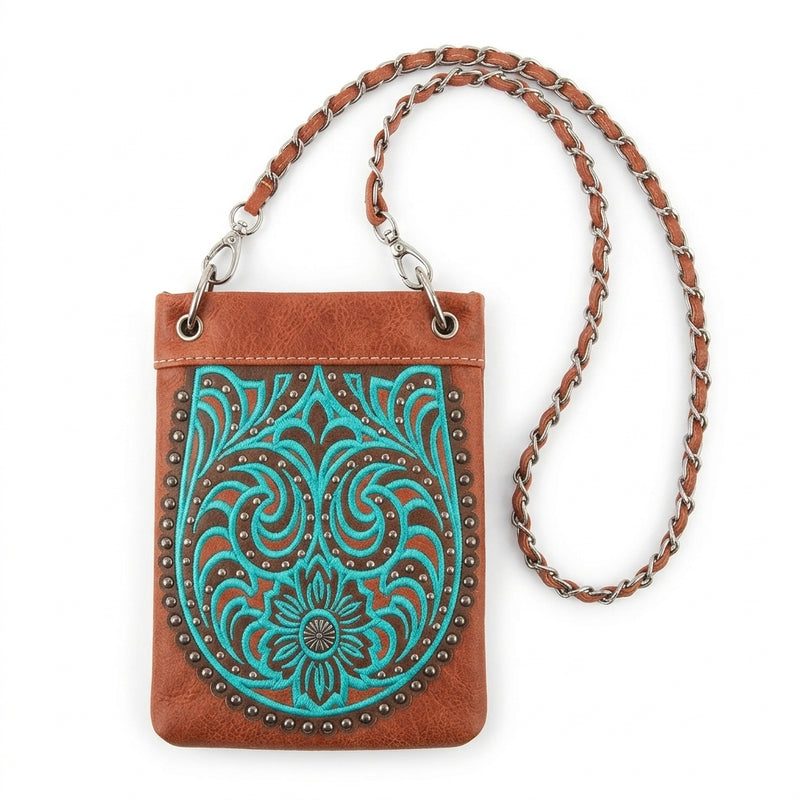 Load image into Gallery viewer, Rainbow Purse 6 - Brown with Teal Design
