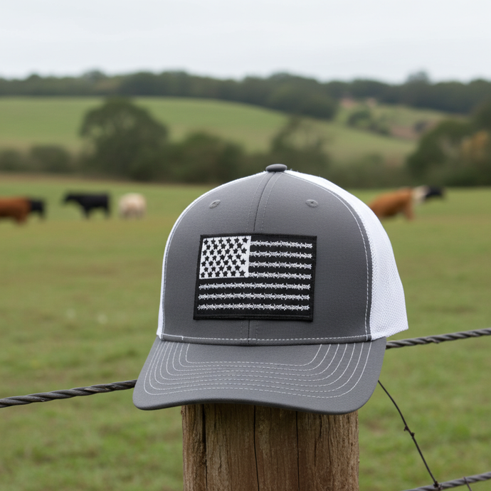 SA132 - Southern Addiction Charcoal/White Barbed Wire Flag Cap