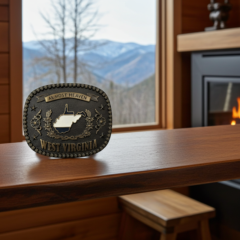 Load image into Gallery viewer, RLB007 - RockinLeather &quot;Almost Heaven West Virginia&quot; Belt Buckle
