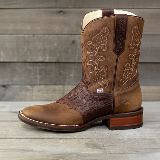 1127 - RockinLeather Men's Hand Tooled Overlay Western Boot