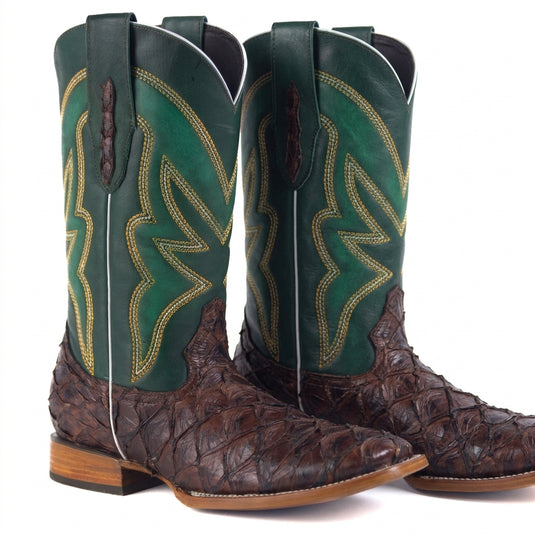 8022 - RockinLeather Men's Genuine Pirarucu Square Toe Western Boot
