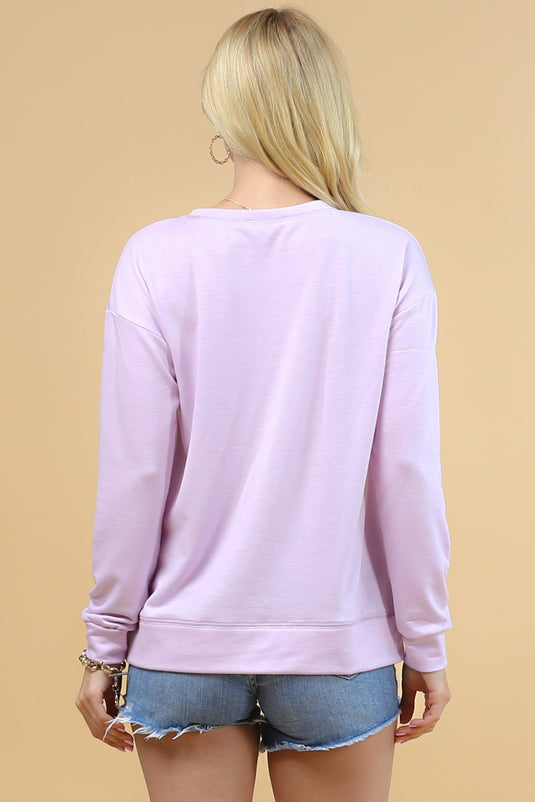 AVER7- Ladies Light Purple Graphic French Terry Sweatshirt