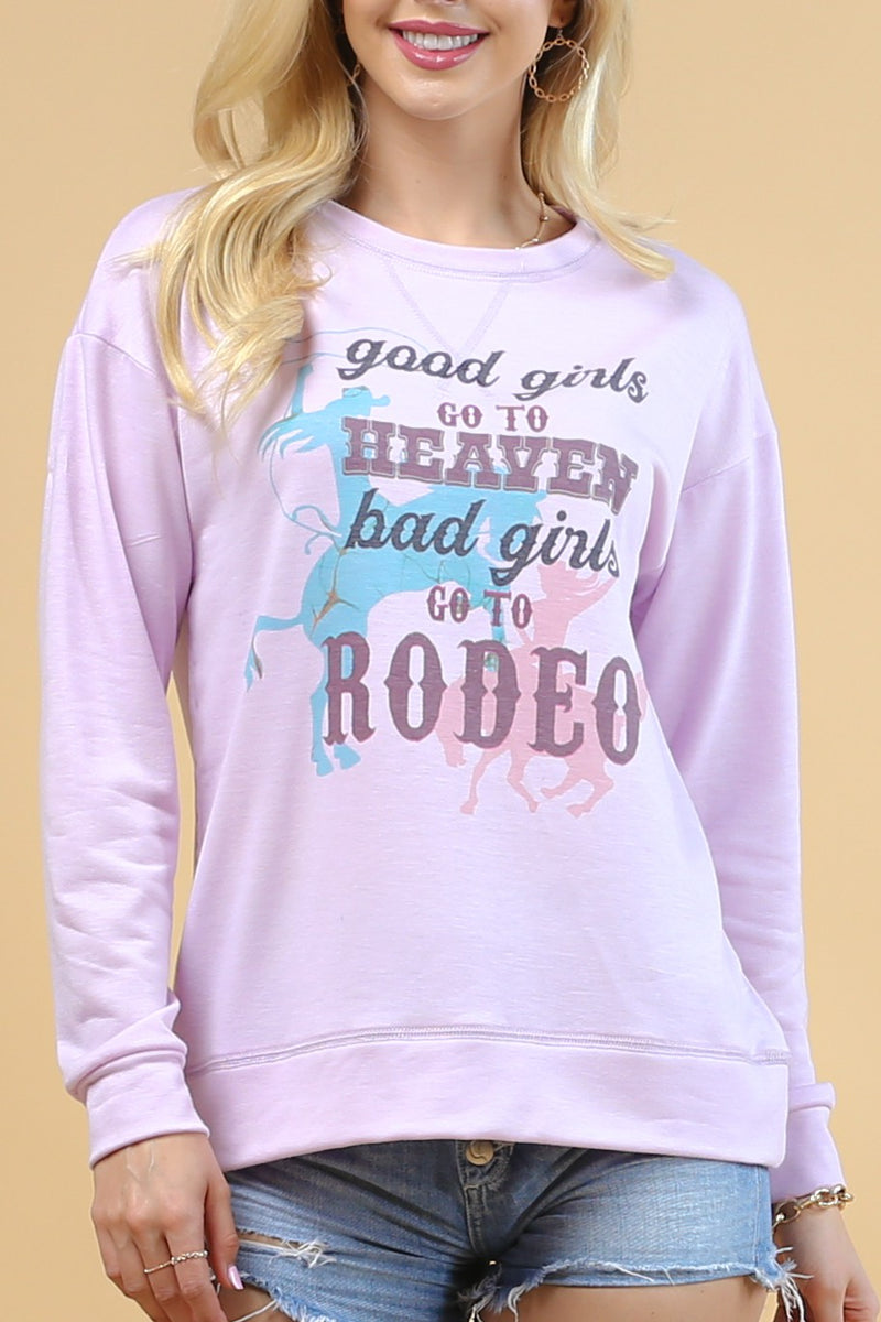 Load image into Gallery viewer, AVER7- Ladies Light Purple Graphic French Terry Sweatshirt
