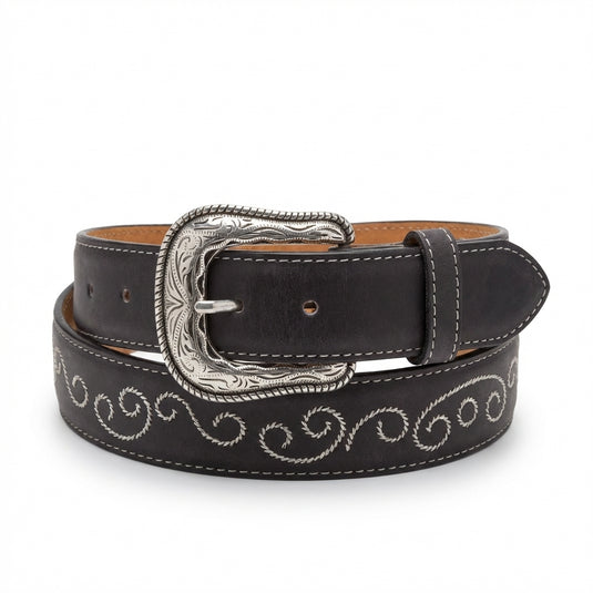 B31- RockinLeather Choco Belt with Embroidery