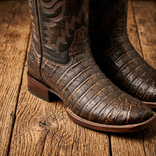 8035 - RockinLeather Men's Caiman Square Toe Western Boot