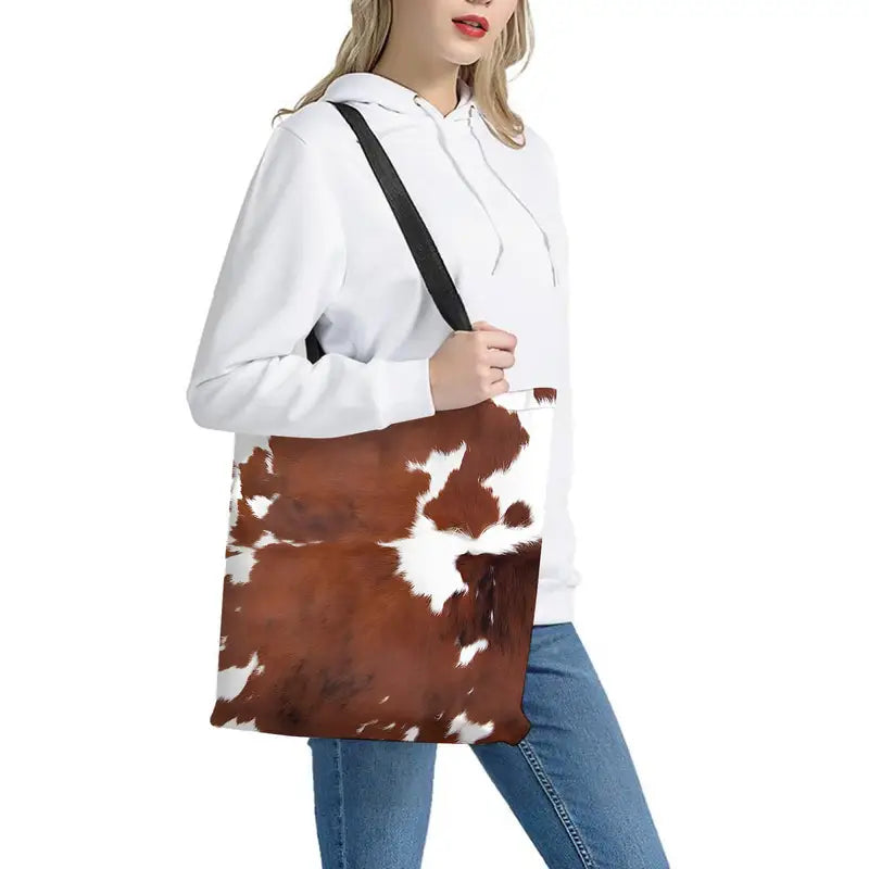 Load image into Gallery viewer, TMPUR3 - Cowhide Print Tote Bag
