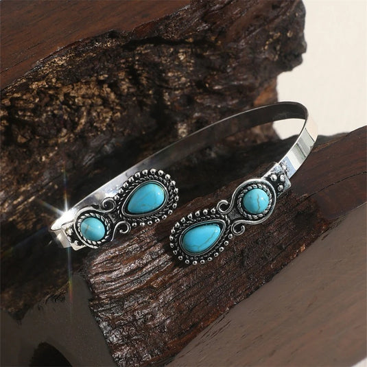 TMBC21 - Western Turquoise Adjustable Bangle Bracelet