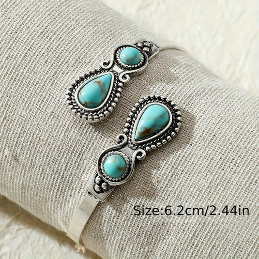 TMBC21 - Western Turquoise Adjustable Bangle Bracelet