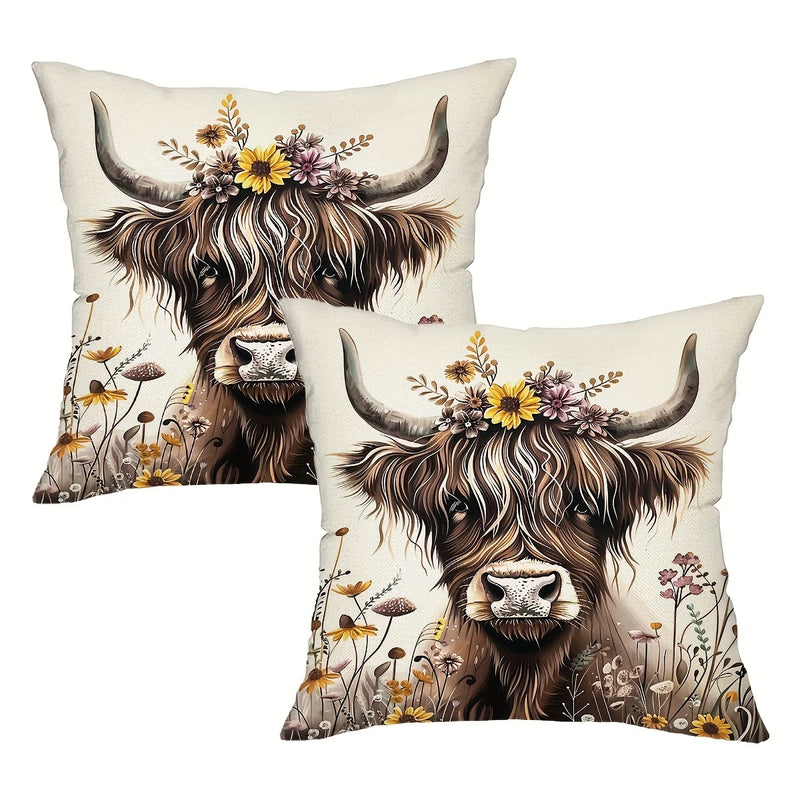 Load image into Gallery viewer, TMPL71 - Set of 2 - 18&quot; x 18&quot; Daisy Cow Throw Pillows

