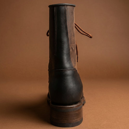 1258 - RockinLeather Men's Square Toe Lace Up Packer Western Boot