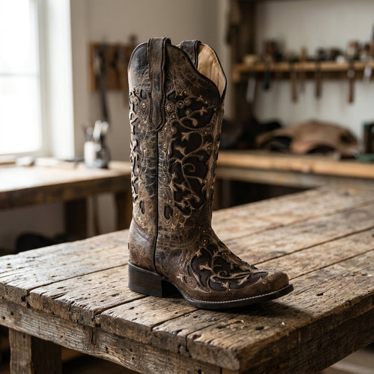 2815 - RockinLeather Women's Volcano Crater Square Toe Western Boot
