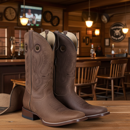 1803 - RockinLeather Men's Mad Dog Cowhide Western Boot With Square Toe