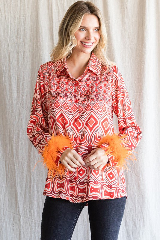 Load image into Gallery viewer, JODIFIL 1 - Ladies Geometry Fur Trimming Cuffs Top
