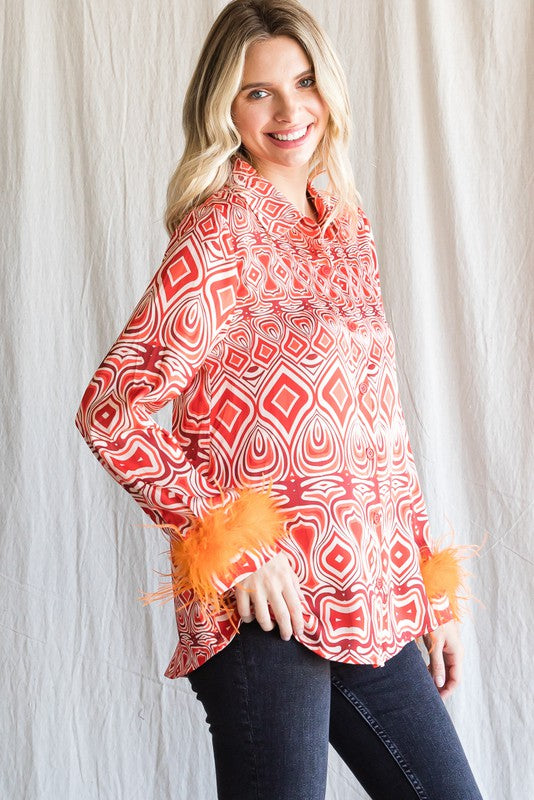 Load image into Gallery viewer, JODIFIL 1 - Ladies Geometry Fur Trimming Cuffs Top
