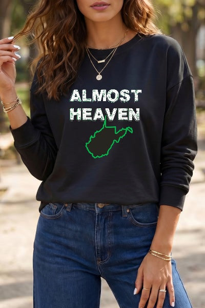 DLLS964 - Ladies Black Solid Color Dropped Shoulder WV Long Sleeve Top