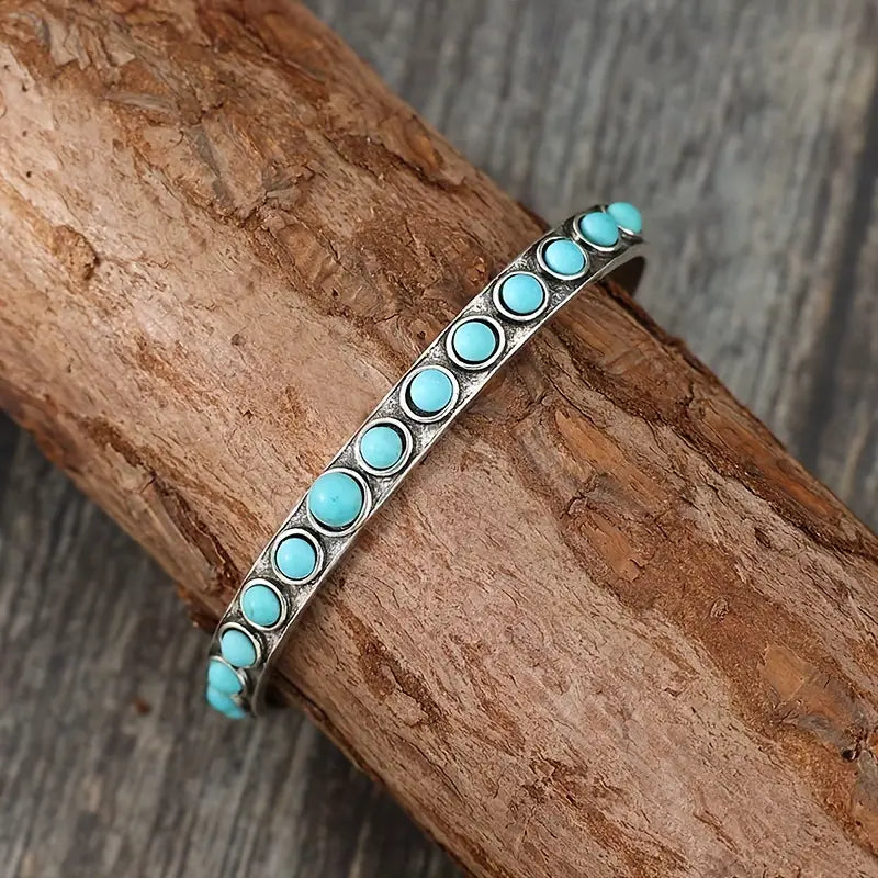 Load image into Gallery viewer, TMBC5 - Turquoise Inlay Alloy Cuff Bracelet
