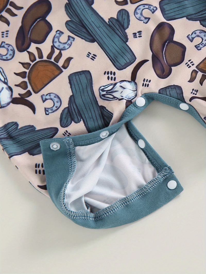 Load image into Gallery viewer, TMCHD68 - Children&#39;s Bull Head &amp; Cactus Short Sleeve Romper
