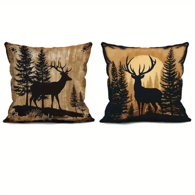 Load image into Gallery viewer, TMPL61 - Set of 2 - 18&quot; x 18&quot; Deer Silhouette Throw Pillows
