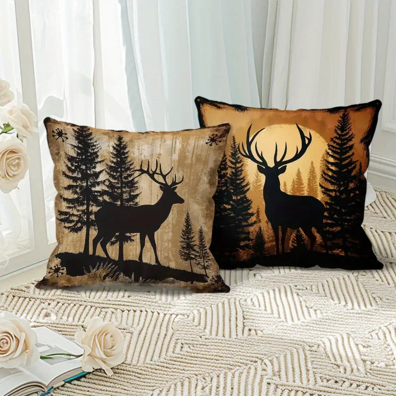 Load image into Gallery viewer, TMPL61 - Set of 2 - 18&quot; x 18&quot; Deer Silhouette Throw Pillows
