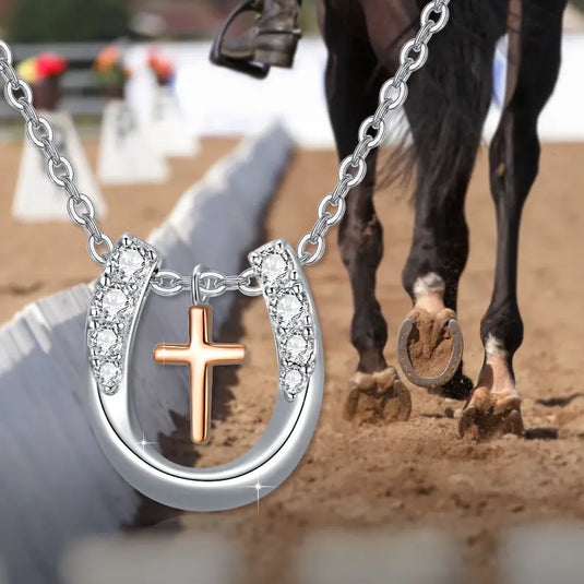 TMNK26 - Horseshoe Pendant Necklace With Cross