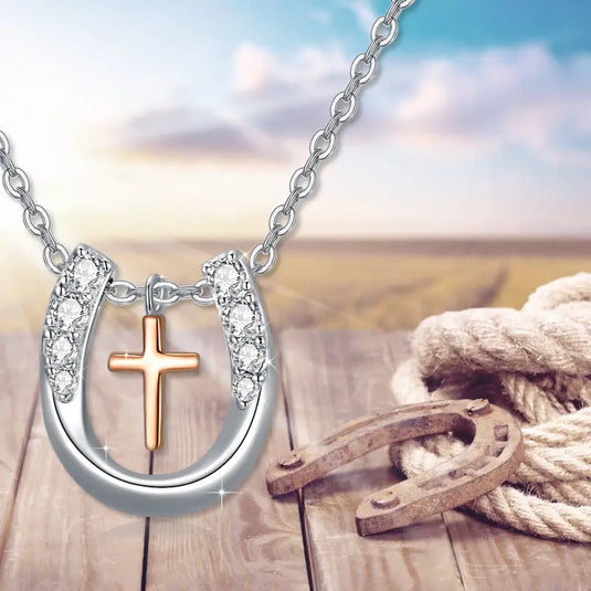 TMNK26 - Horseshoe Pendant Necklace With Cross