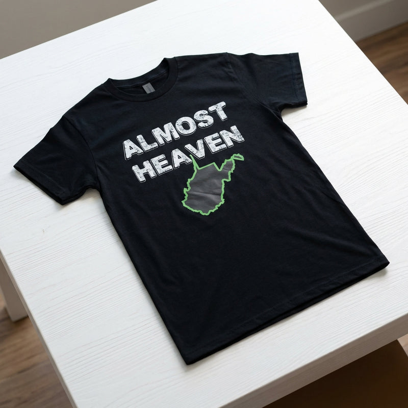 Load image into Gallery viewer, DDT1 - Black "Almost Heaven" WV Short Sleeve T Shirt
